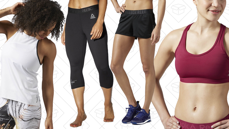 Cardio Slim Tank, $28 | Reebok Combat Training Capri, $35 | Les Mills Mesh Short, $18 | Reebok Hero Racer Bra 2.0, $25
